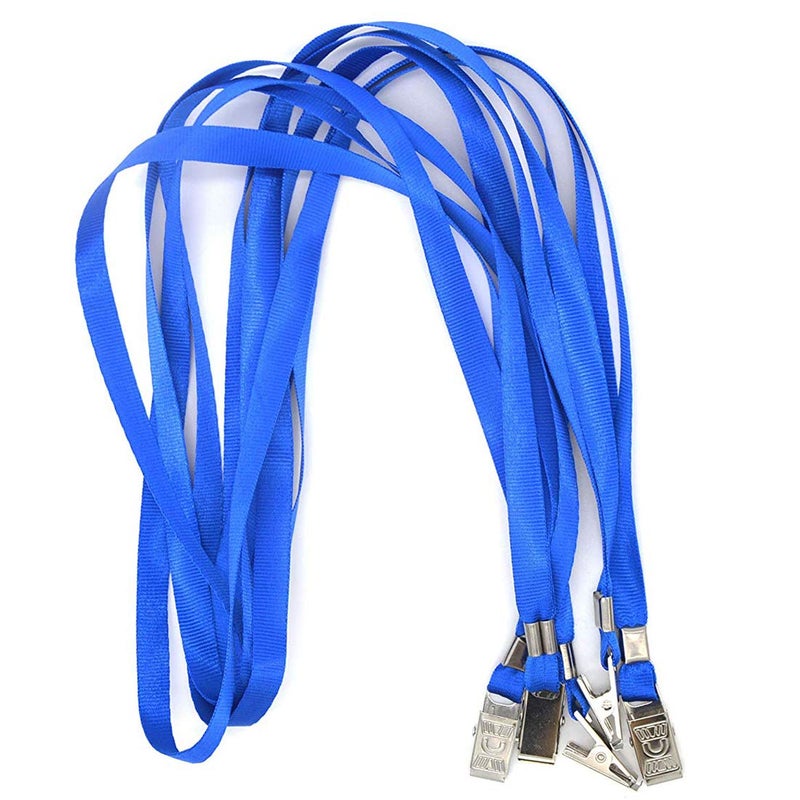 Bird Fiy Blue Lanyards 100 Pack 34" Premium Lanyard Bulldog Clips Bulk Nylon Flat Lanyard with Badge Clip - Image 4